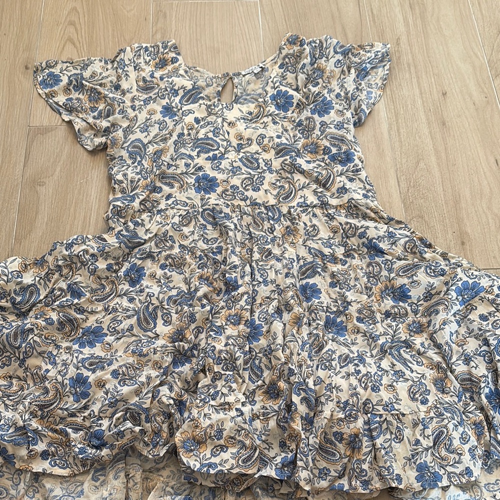 Patrons of Peace Blue and White Ruffled Tiered Sundress